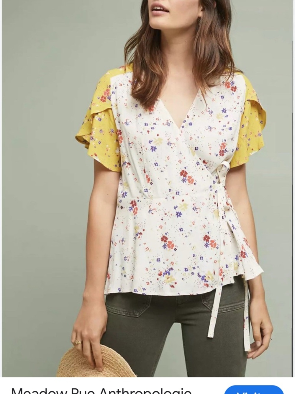 Meadow Rue‎ by Anthropologie Floral Wrap Blouse - White and Yellow 4